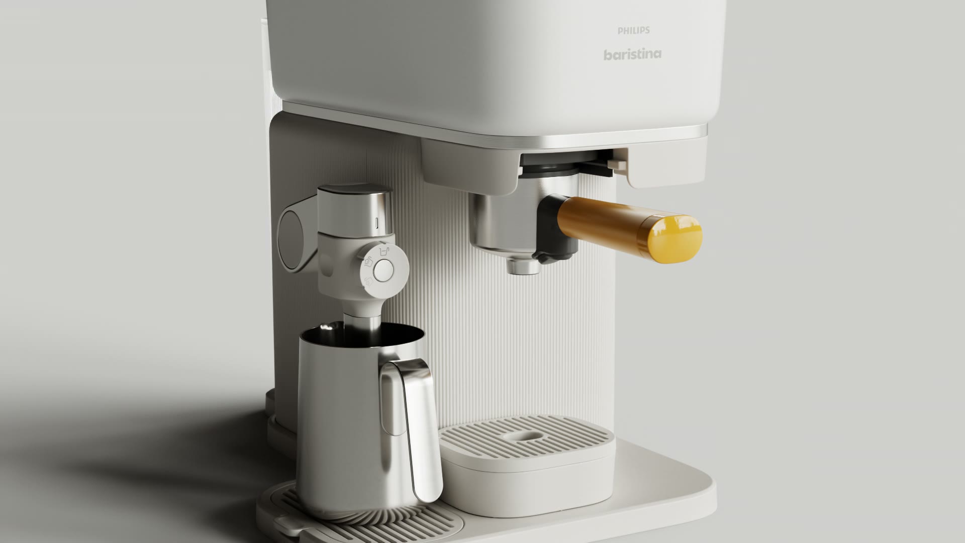 De machine en de maalunit van dichtbij.