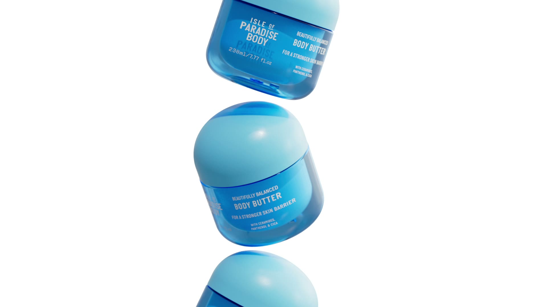 Potten body butter stapelen op elkaar.