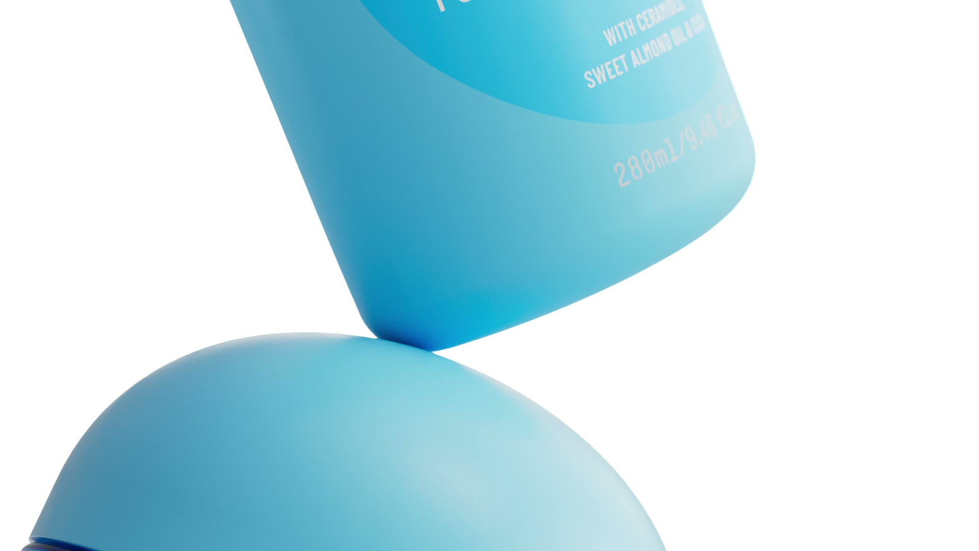 Close-up van het label op de fles, rustend op de pot.